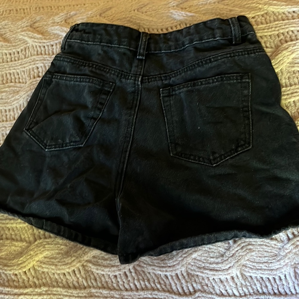 Black denim shorts